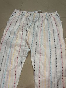 White festive cotton pants for womens