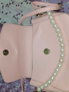 Cute Pink Bow &amp; Pearl Handbag