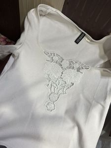 White Lace Detail Top