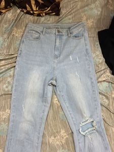 Light Wash Ripped Flare Jeans