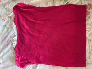 Pink Short Sleeve Top with Lace Trim