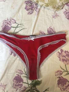 Red Lace Trim Panties