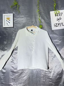 SHEIN Elegant White Button-Down Shirt