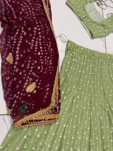 Green Embellished Lehenga Choli Set