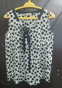 Chic Polka Dot Top with Tie Detail