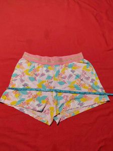 Women's Pink Parrot Print Cotton Shorts
