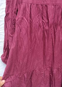 Maroon Round-Neck Tiered Dress