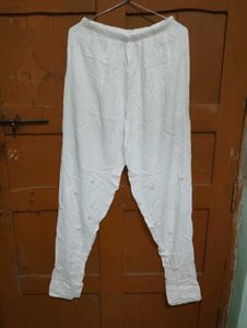 Embellished White Comfort Pants