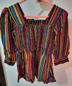 Striped Puff Sleeve Blouse
