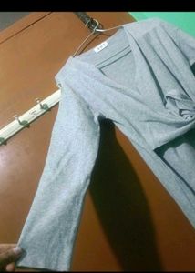 Classy Grey Waist-Tie Midi Dress for Women