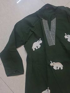 Green Elephant Print Kurta