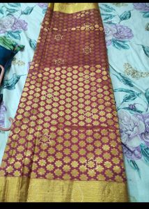 Elegant Maroon &amp; Gold Pattu Sari