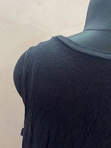 Black Sleeveless Top with Rose Embroidery