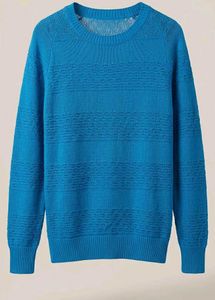 Blue Textured Knit Sweater