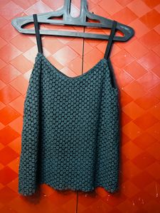 Teal Crocheted Spaghetti Strap Top
