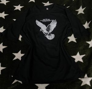 Black Graphic T-Shirt with Eagle Print