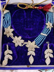Stunning Blue Beaded Necklace &amp; Earring Set