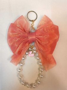 Cute Bow & Pearl Charm Keychain