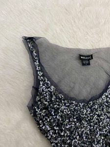 Vintage Sequined Mesh Camisole Tank Top