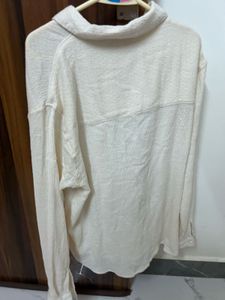 Cream Textured oversized Shirt