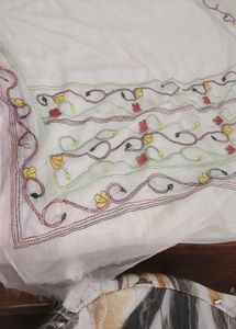 katha work Saree with Floral hand Embroidery
