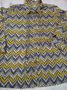 Stylish Chevron Print Button-Up Top