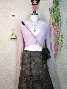 Y2K Cute Lavender Cropped Cardigan