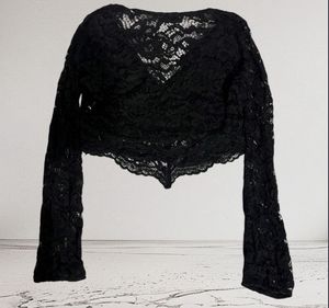 Black Lace Long Sleeve Top