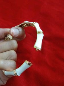 Elegant White &amp; Gold Bamboo Bangle