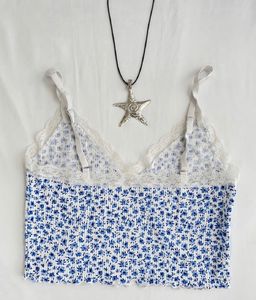 Floral Lace Trim Cami Top