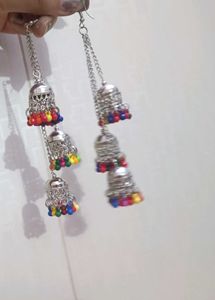 Oxidised Multicolour Long Jhumka Earrings💖