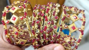 Gold and Ruby Bangle Set