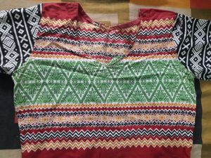 bright red kurta with attached 3quarter sleeves