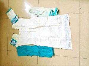 Elegant White &amp; Blue Kurta Set price dropped