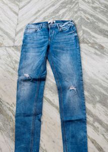 Blue Distressed Denim Jeans