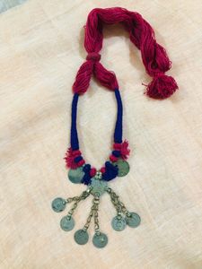 Tribal fringe coin necklace