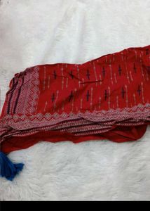 Red Printed Sleeveless Short Kurti
