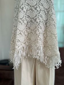 White Lace Tunic Top with Fringe