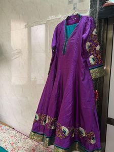 Elegant Purple Embroidered Anarkali Kurta