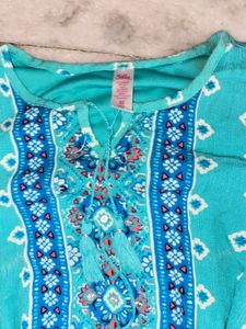 Teal Printed short kurti women girls