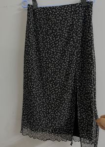 Black Floral Maxi mesh skirt