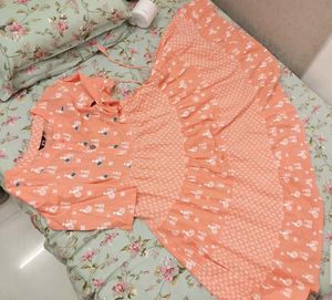 Peach Printed Kurta
