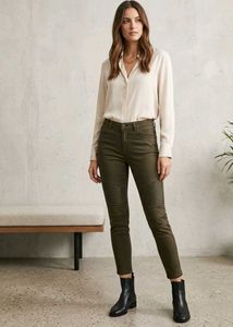 Zara Basic Stylish Women's Olive Green Moto Pants