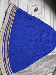 Blue Embroidered Maxi Skirt