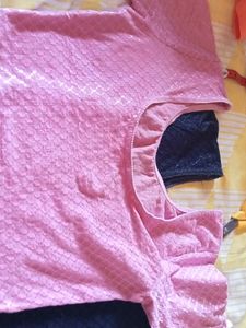 Sparkling Navy Blue +pink Blouse
