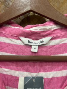 Chic Pink &amp; White Striped Button-Up Top