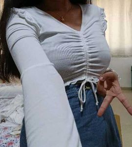 𑣲⋆ H&amp;M stretchable white crop top ˚˖𓍢ִ໋❀