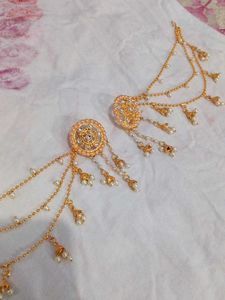 Exquisite Gold Tone Jhumka Earrings with Pearls