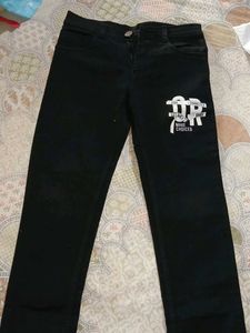 Black Jeans with Graphic Print
