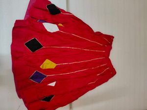 Vibrant Red Ethnic Skirt